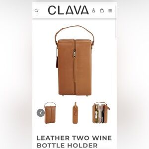CLAVA Tan Genuine Leather Wine Carrier